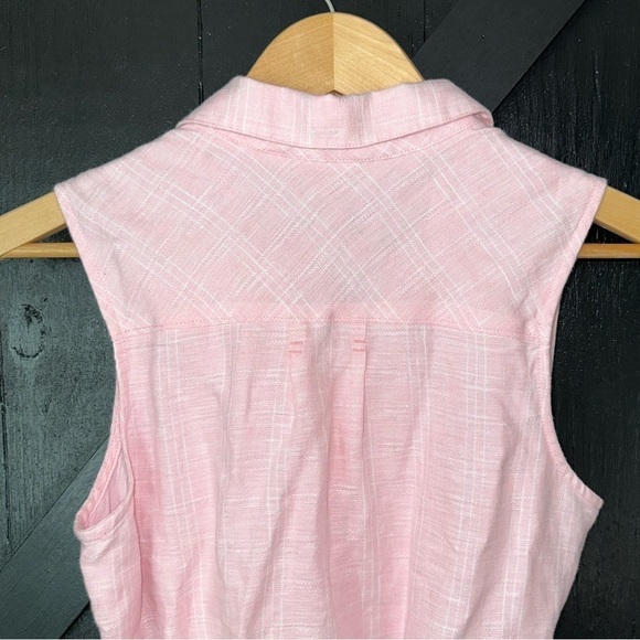 Tommy Bahama Ventana Plaid Linen Sleeveless Resort Shirt Dress in Bikini Pink XS - Picture 12 of 14